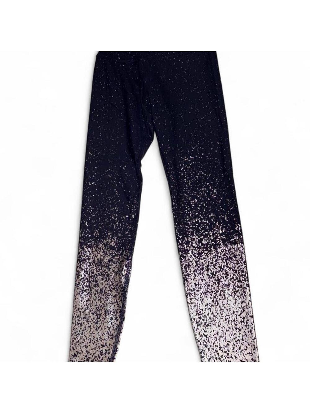 Beyond Yoga XS Alloy Ombre High Waisted Midi Leggings Navy Silver Foil Speckled